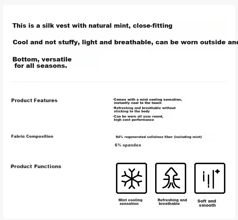 Songshan Cotton Store Comfortable Lenzing Tencel Men's Vest Simple Breathable Cooling Antibacterial White XL 2