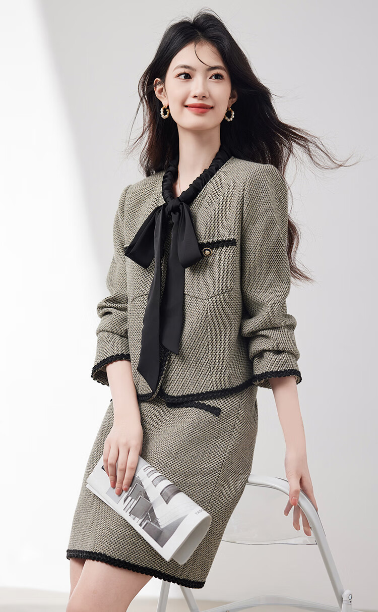 Xinfeiyu Women's New Autumn And Winter Coat, Stylish Skirt Suit Set with Elegant High-End Feel, Popular Trend for Fall/Winter 2025 1