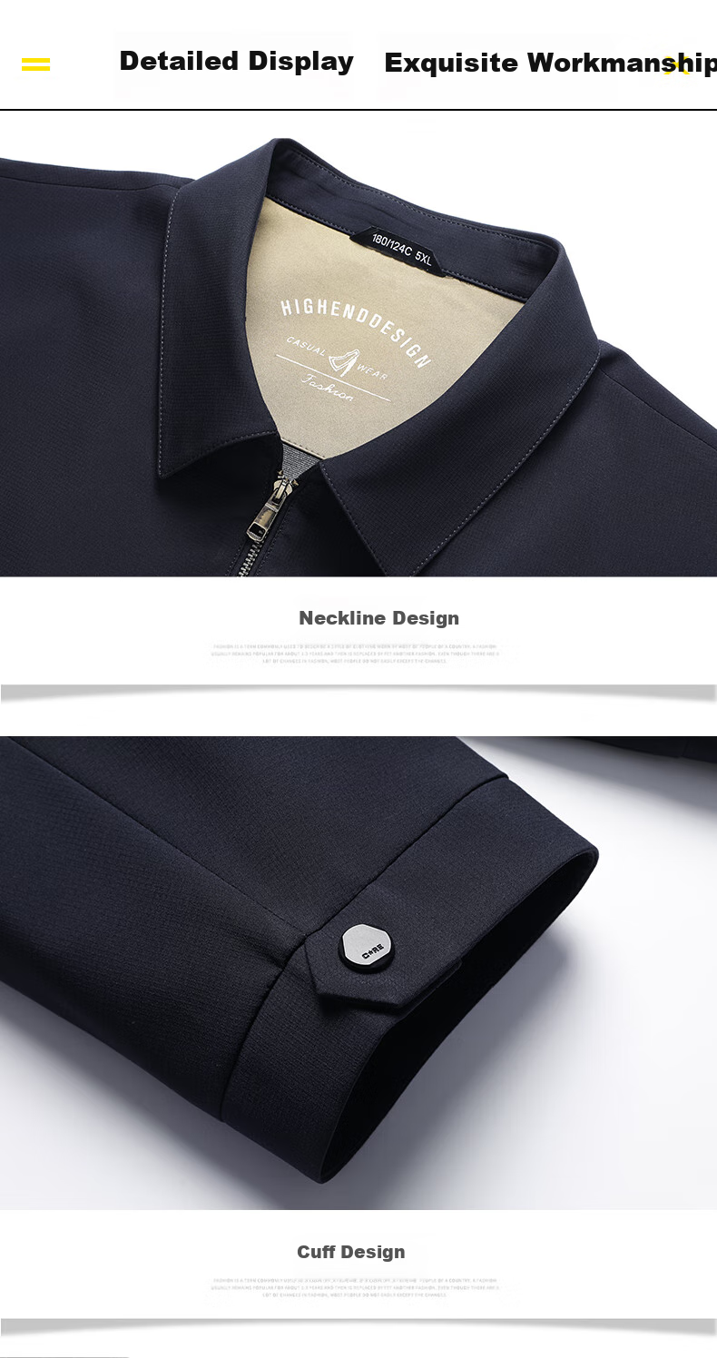 Ayoupang Large Size Business Executive Jacket for Middle-Aged And Elderly Men, Lapel Collar Coat, Black, 4XL (200-220 Jin) 17