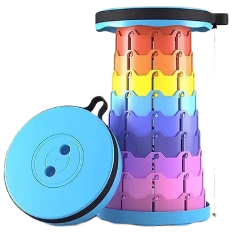 Haoer Outdoor Folding Portable Telescopic Stool Adjustable Fishing Travel Subway Chair Rainbow Small Stool