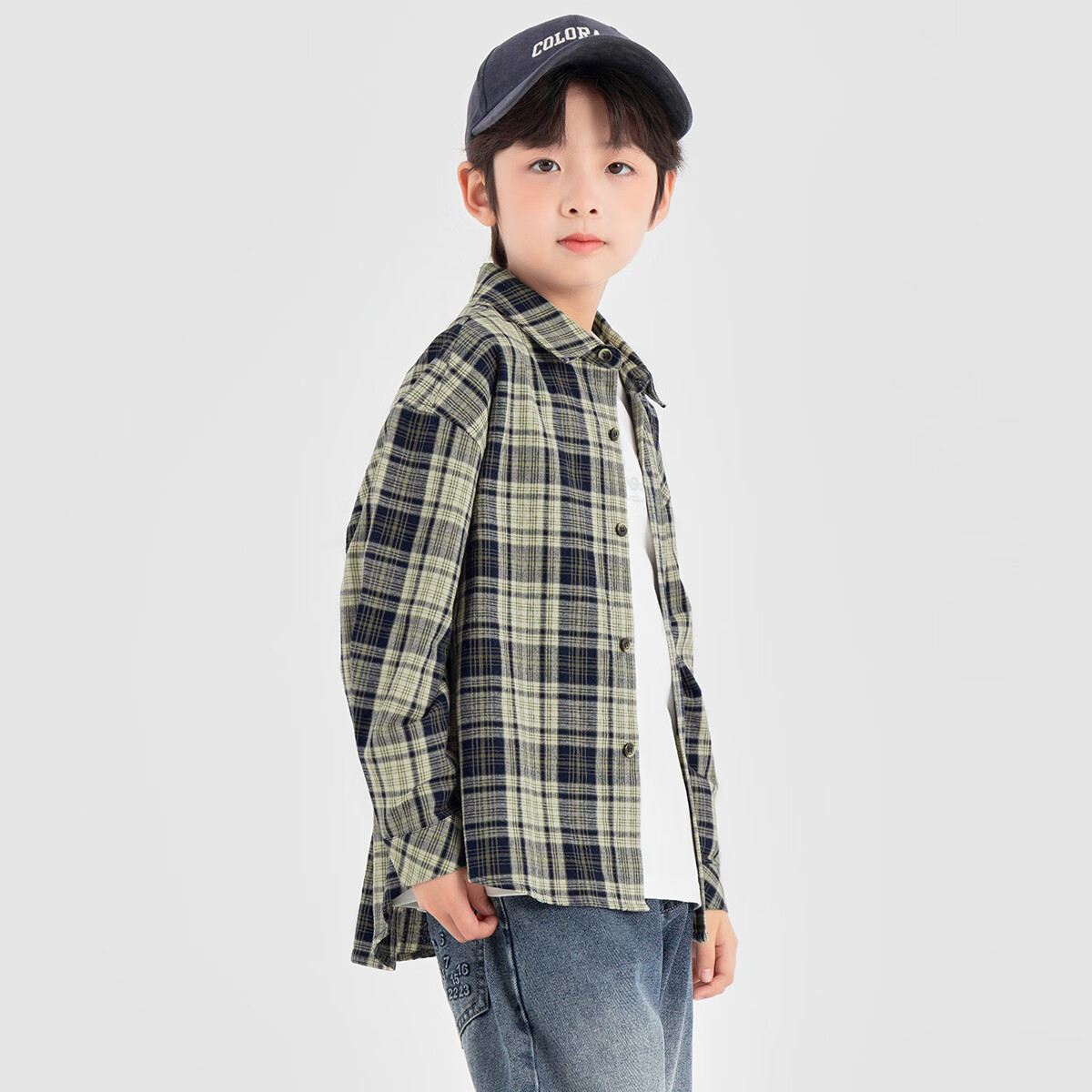 Duoduojia Boys Shirt 2025 Spring Autumn Salt Style Casual Plaid Long Sleeve Soft Loose Kids Versatile Top