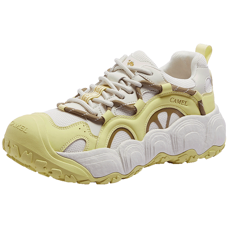 CAMEL [Dilireba's Same Style] Nengmeng Chomeng Women's Sneakers Casual Sports Shoes L25A202062 Beige/Yellow 39