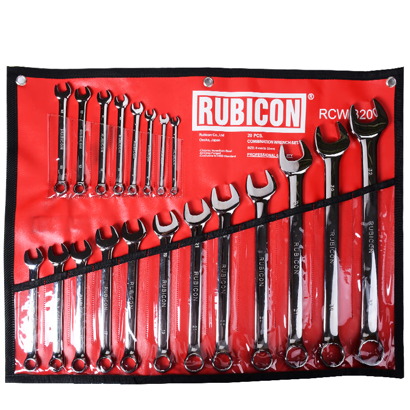RUBICON Dual-Use Open-End Wrench Set 20-Piece RCW-320 for Home and Automotive Repair