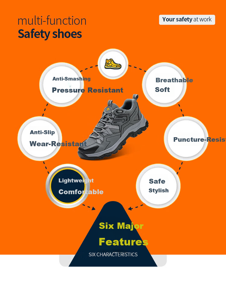 Chichengniao Men's Safety Shoes, Steel Toe Cap, Lightweight Soft Sole, Breathable for Summer, Durable Construction Site Work Boots [Anti-Smashing Anti-Puncture] Wear-Resistant -8856 Dark Gray, Size 40 3