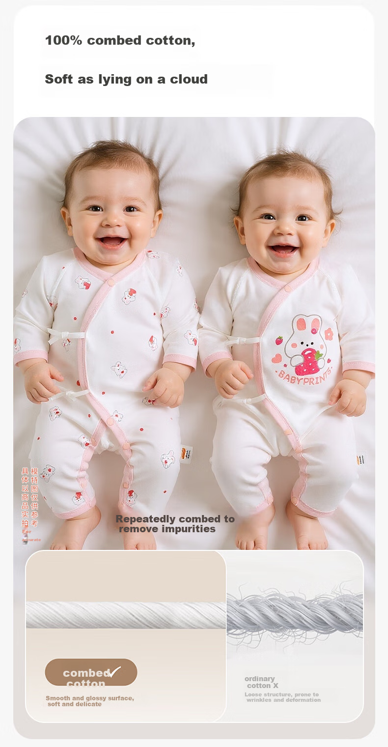 Babyprints Infant Romper 2-Pack, Newborn Pure Cotton Onesie, Thin Style for Baby Boys And Girls, Home Underwear, Blue, Size 66 2
