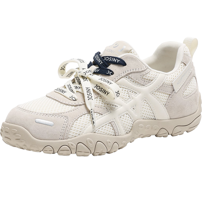 Zhuoshini Women's Training Shoes 2026 New Spring Popular Versatile White Breathable Sports Shoes Beige Size 36