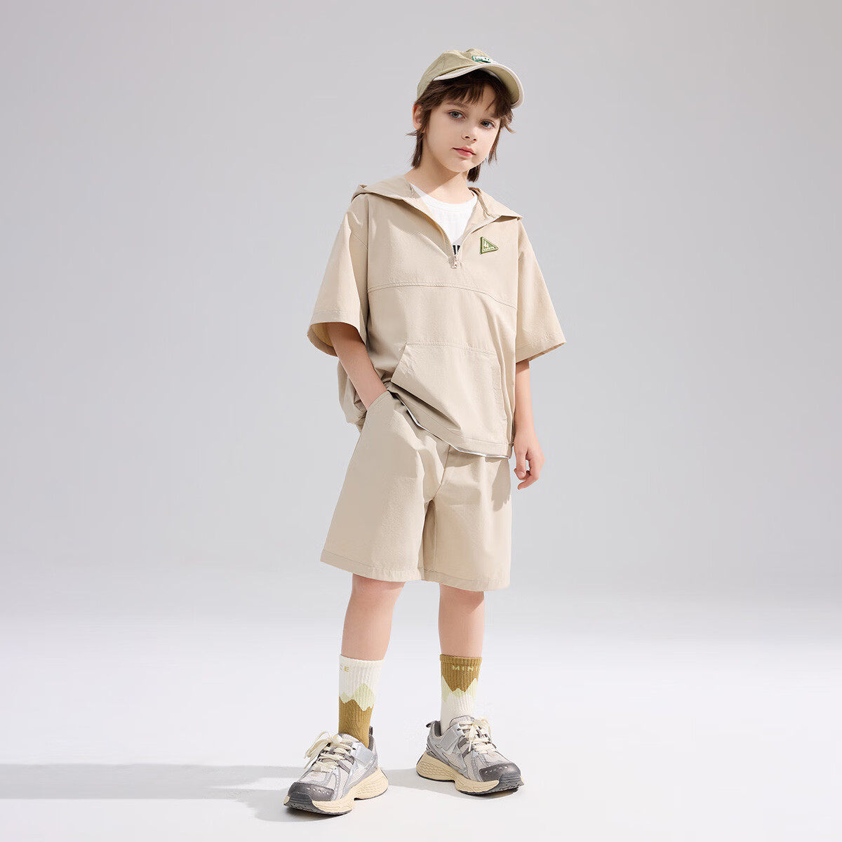 ASK JUNIOR Instant Cooling Kids Summer Outdoor Camping Ice Fabric Short Sleeve and Shorts Set for Boys 7