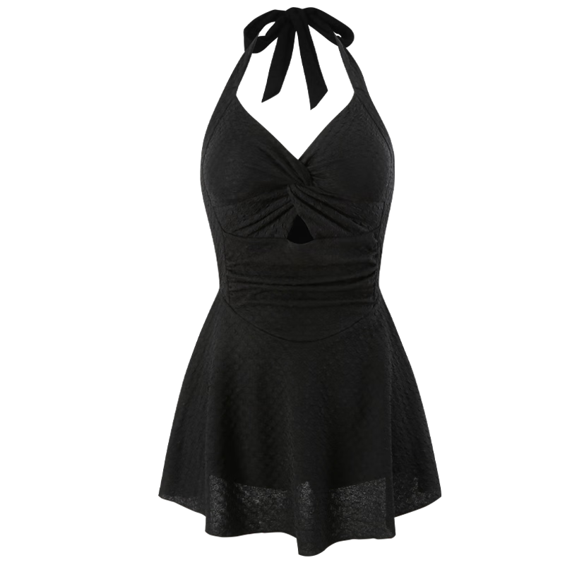 Agliondy Plus Size Halter One-Piece Swimsuit for Women, Slimming and Flattering, Elegant High-End Square Leg Design, 2025 New Resort Collection