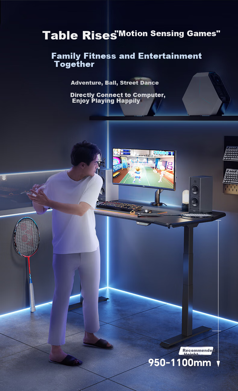Loctek Black Knight MAX Gaming Desk, Electric Height Adjustable Computer Desk, Standing Desk, 1.4m, Rubberwood 7