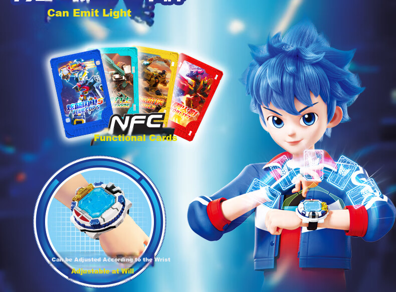 JUMPGO Flash Card Fighter Toy Boys Gift Transforming Robot Blue Thunder King 8159 4