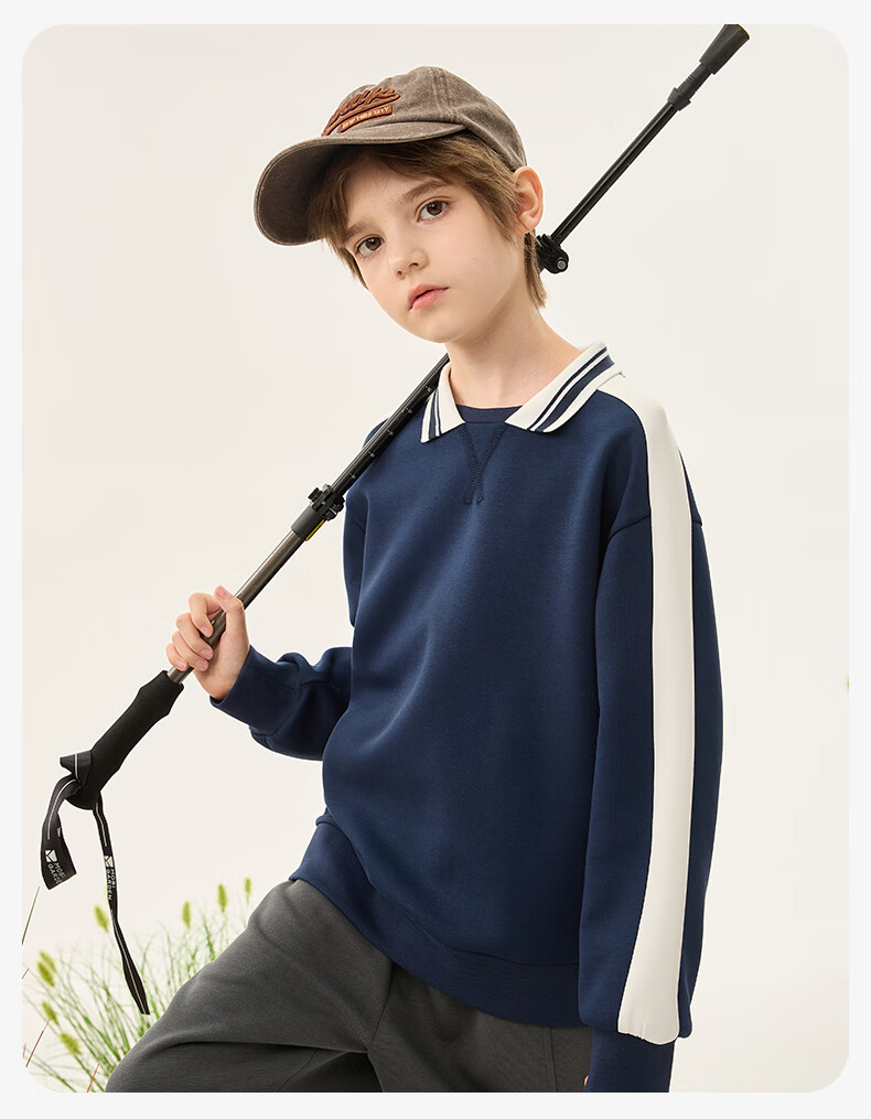 Baleno Kids Hoodie 2025 New Fashionable Colorblock Polo Shirt for Boys and Girls Autumn Sportswear for Older Children 8