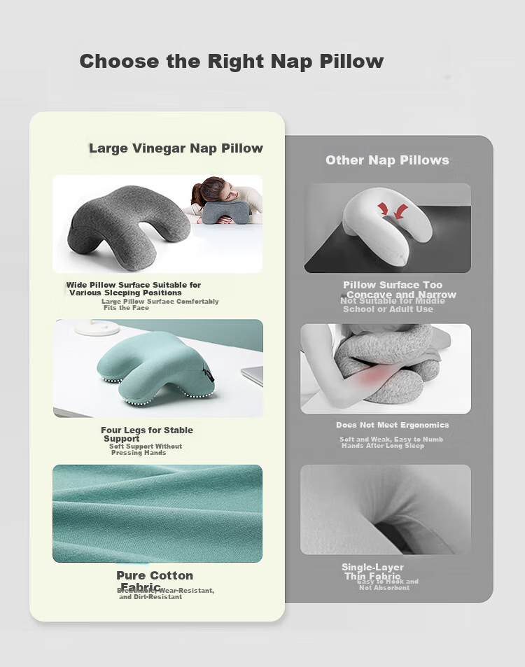H.nos Large Nap Pillow for Adults, High School And Middle School Students, Office Supplies, Student Reclining Pillow, Nap Aid, Regular Gray Color 12