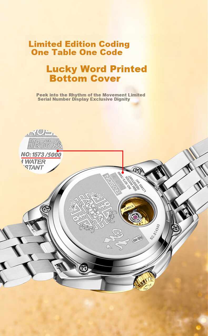 ROS DN (ROSDN) Auspicious Dragon Fortune-Bringing 999 Pure Gold Coin Calendar, Waterproof Fully Automatic Mechanical Men's Watch, Birthday Gift for Men, Present for Husband 6