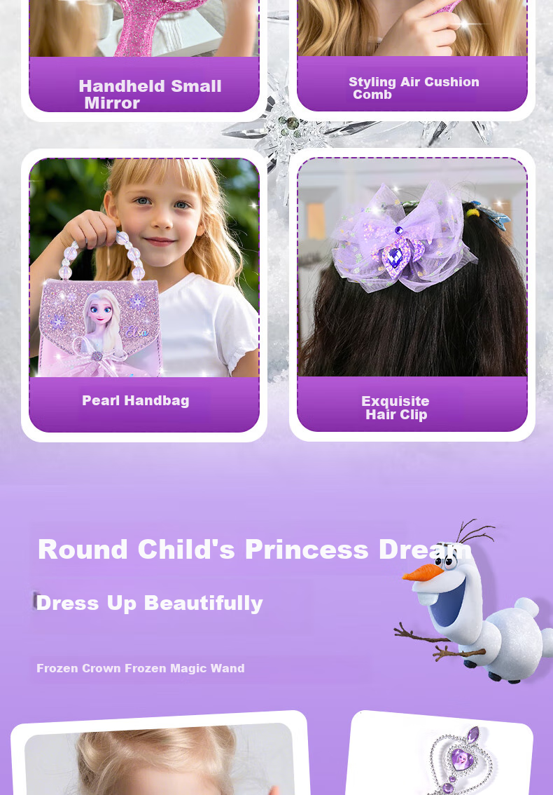 Disney Elsa Princess Bag, for Ages 6-12, 9-Year Children's Toy, Birthday Gift for Girls, 8-Year Girl Frozen Elsa Hair Accessories 5