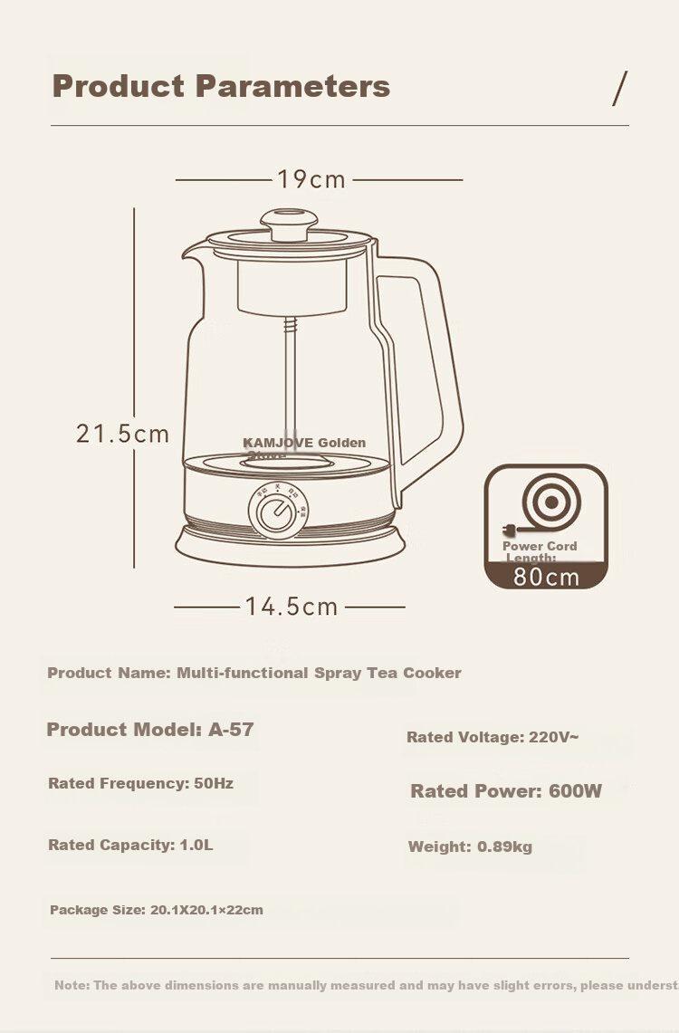 KAMJOVE Tea Kettle, Tea Infuser, Spray-Type Tea Maker, White Tea And Black Tea Steamer, All-In Tea Brewing Kettle, Tea Set 14