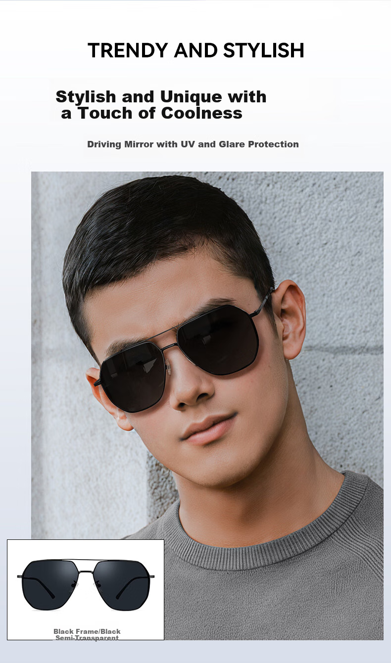 Ouna Doctor Glasses Classic Aviator Sunglasses, Polarized Sunglasses Glasses, Driving Anti-Glare Frog-Eye Glasses, Black 5