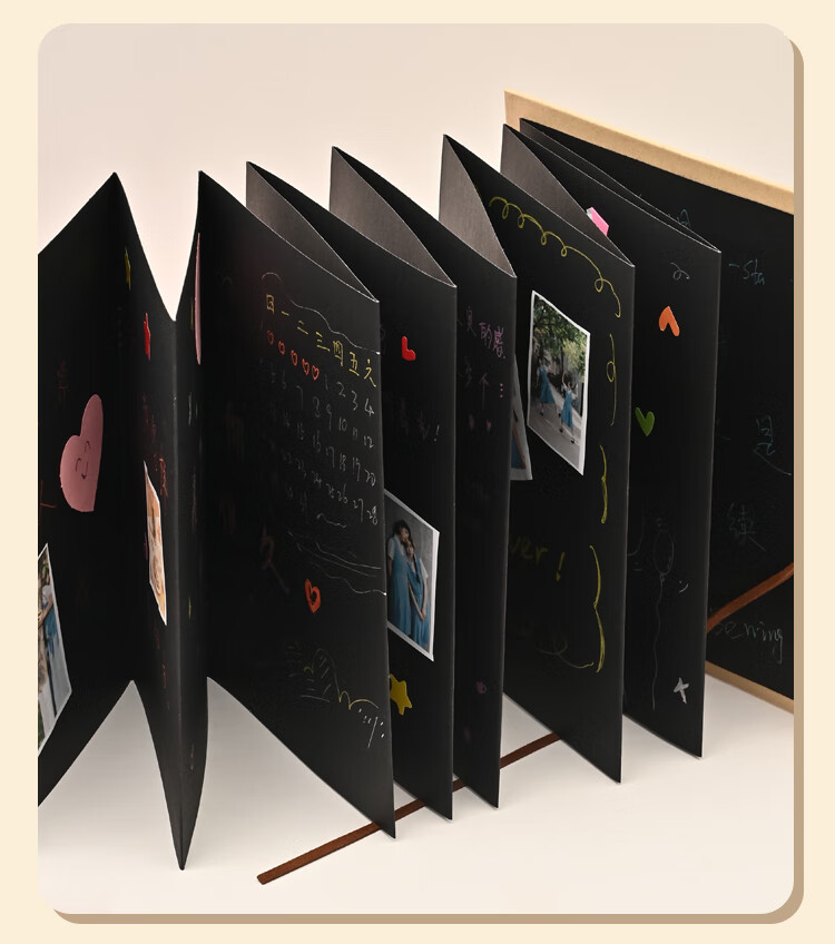 NVV Accordion Photo Album DIY Memory Book 3D Scrapbook Sixth Grade Growth Commemorative Album Foldable Sticky Mechanism Card Photo Album Birthday Gift for Boyfriend Girlfriend Valentine's Day Qixi Fes 2