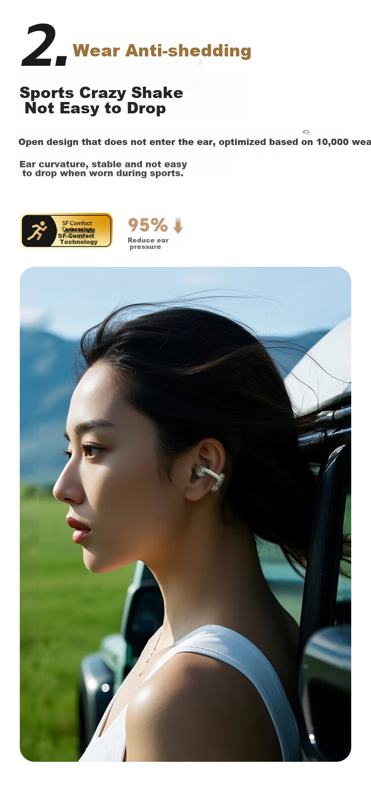 IGene [Sound Quality And Appearance 0 Negative Reviews] Ear Clip Bluetooth Headphones, Open-Ear, Non-In Music Sports Long Battery Life Bone Conduction Concept Suitable for OPPO Huawei Vivo OnePlus 16