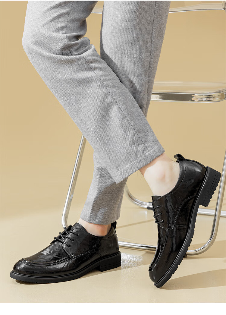 Aokang Men's Shoes, 2025 New Spring And Autumn Men's Business Casual Leather Shoes, British Formal Derby Shoes, Soft-Soled Work Leather Shoes MT 4