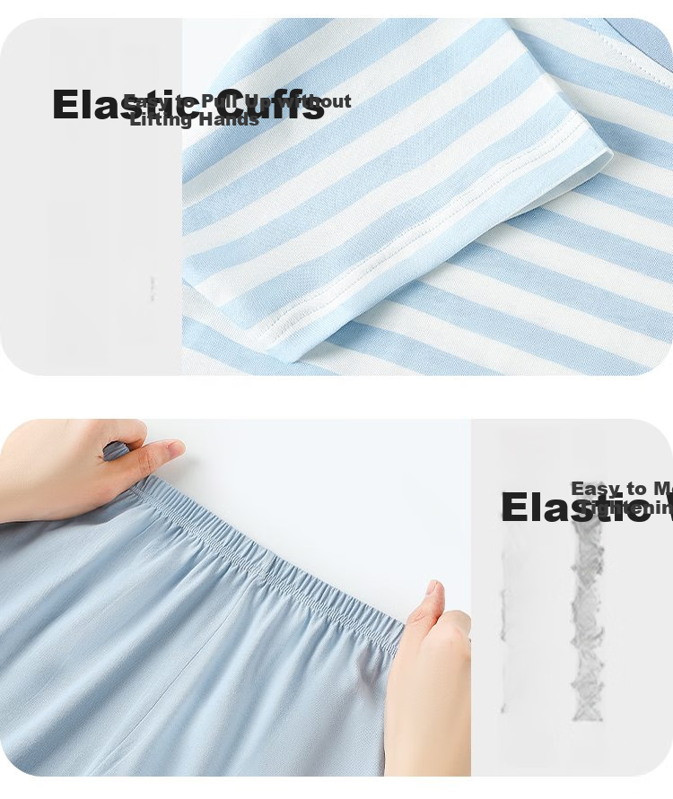 Bingxuemumian Children's Summer Pure Cotton Short-Sleeve Shorts Two-Piece Set, Class A Home Wear, Youth Air Conditioning Clothing 10