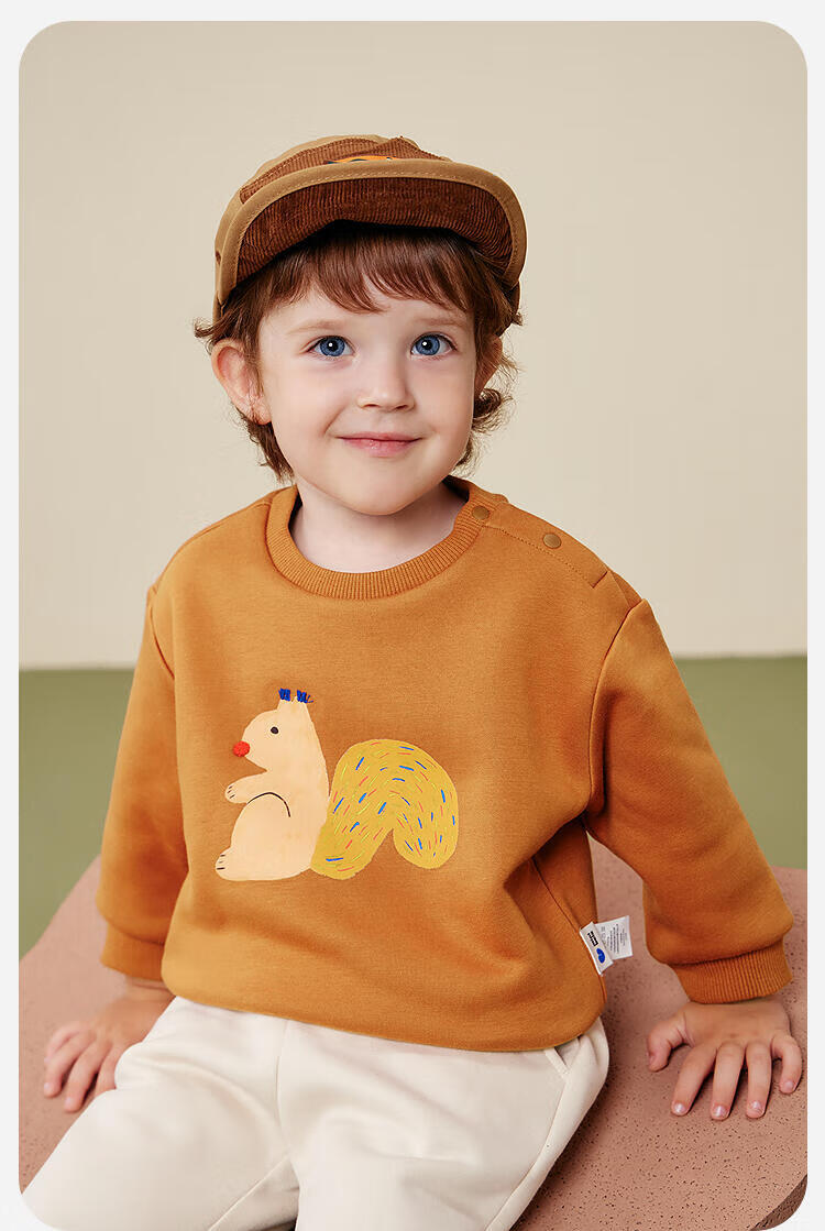 Minibala Baby Boys and Girls Sweatshirt 2025 Winter Far-Infrared Heating Fleece-Lined Warm Top 8