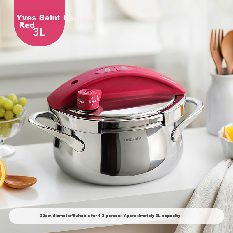 LINKFAIR Pressure Cooker, Household Explosion-Proof Stainless Steel Pressure Pot, Small Mini Push Button One-Touch Opening And Closing, for Gas And Induction Stoves