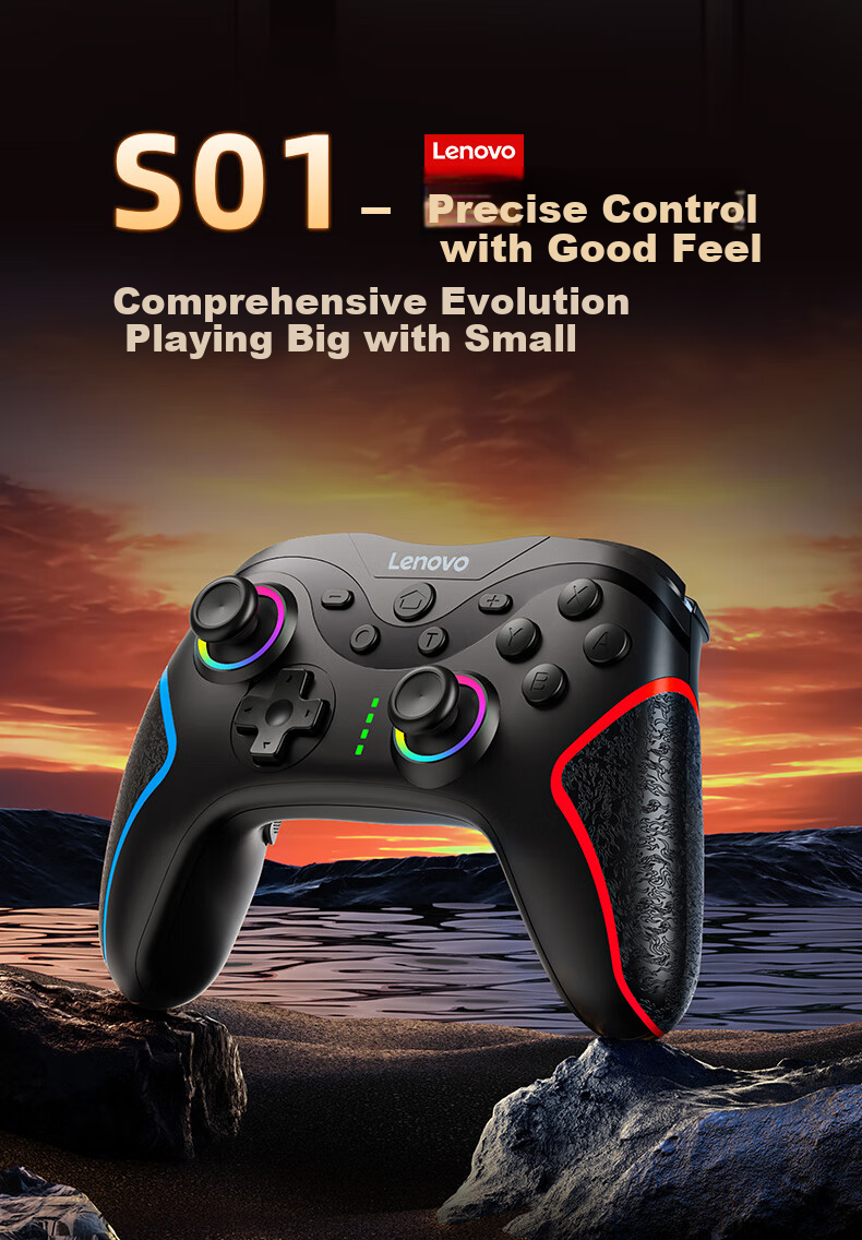 Lenovo S01 Wireless Game Controller Switch2pro Controller Steam Controller Bluetooth Motion-Sensing Computer Rescuer PC Mobile Zelda Mario Racing Star Fox Zero Black 2