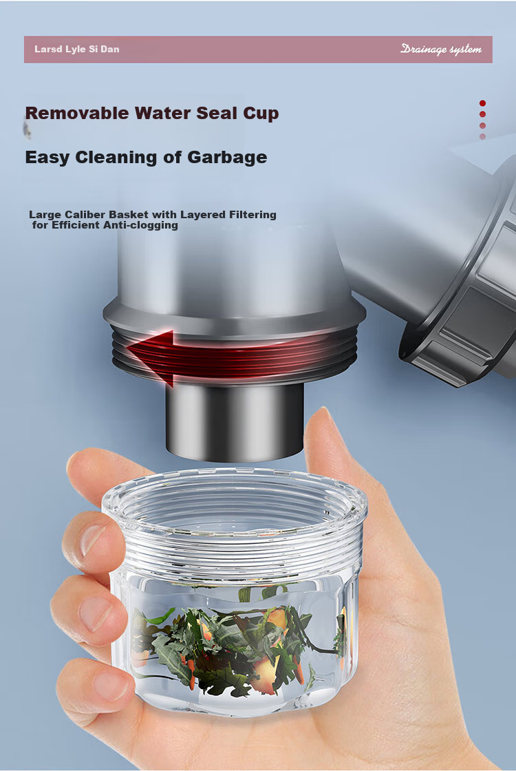 Larsd Kitchen Sink Drain Pipe, Kitchen Drainage Set, Double Sink Drainage Pipe Accessories for Washbasin And Sink 9227 14