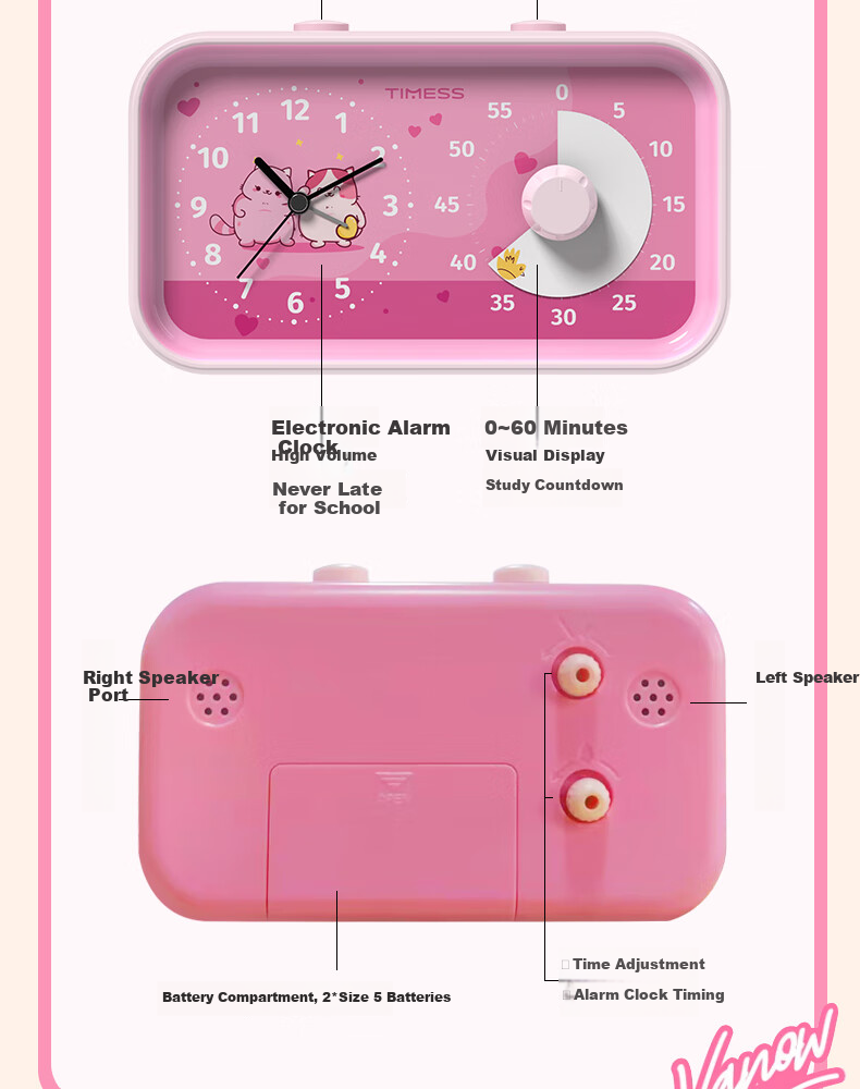 Timess Disney Collaboration Alarm Clock for High School Students, Two-In Visual Timer, Children's Time Management Tool, Kitchen Timer Gift 10