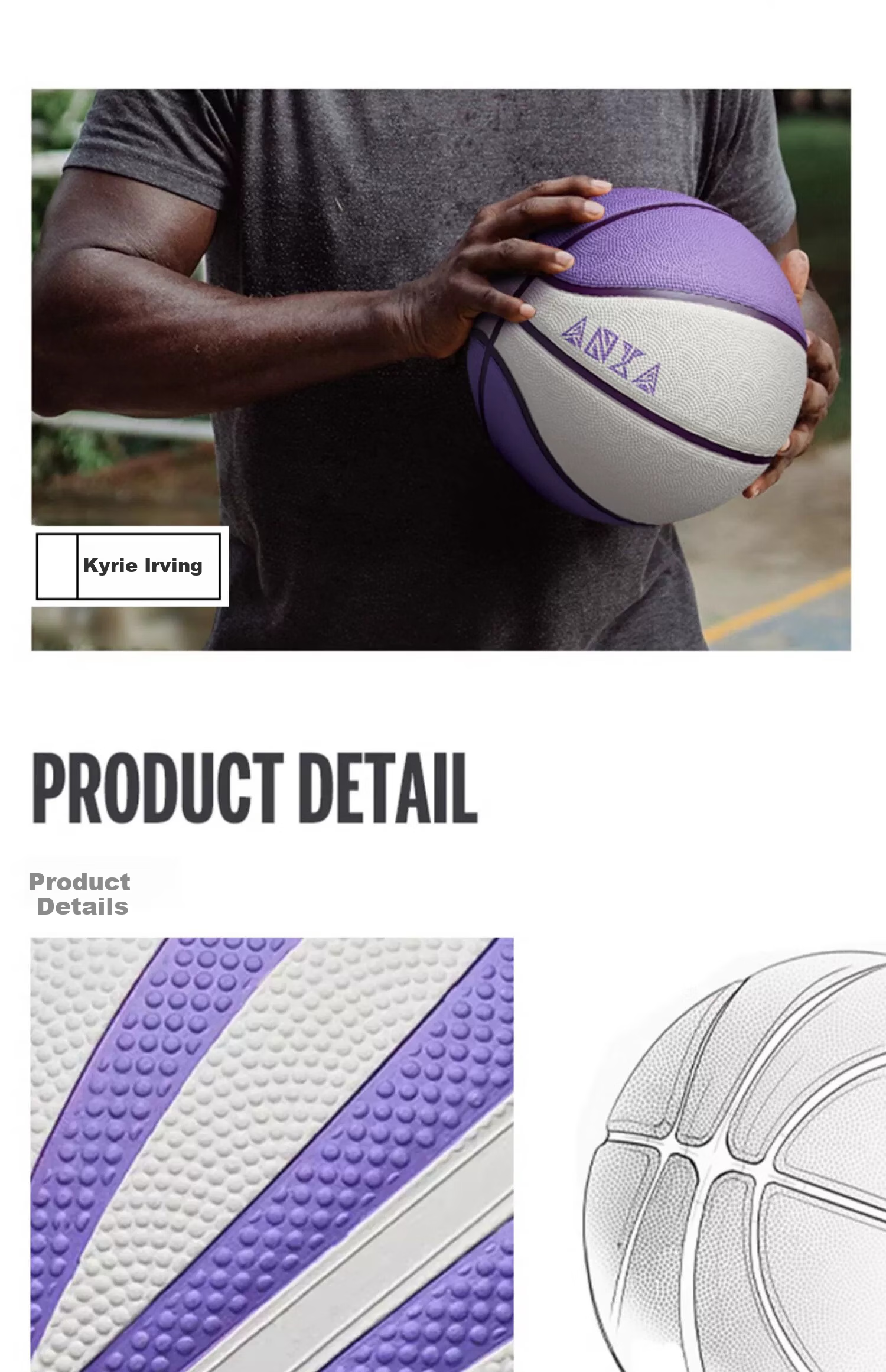 ANTA Owen Co-Branded Basketball Size 5 for Children And Youth, Indoor And Outdoor Training Durable Rubber Ball, Purple 8