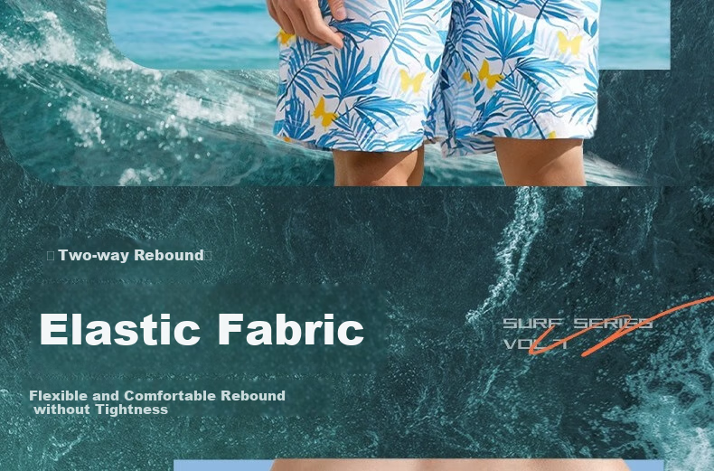 Li-Ning Beach Shorts for Men, Swim Trunks Suitable for Water Activities, Summer Youth Seaside Swimming Hot Springs Anti-Embarrassment Surfing Shorts, Quick-Drying 6