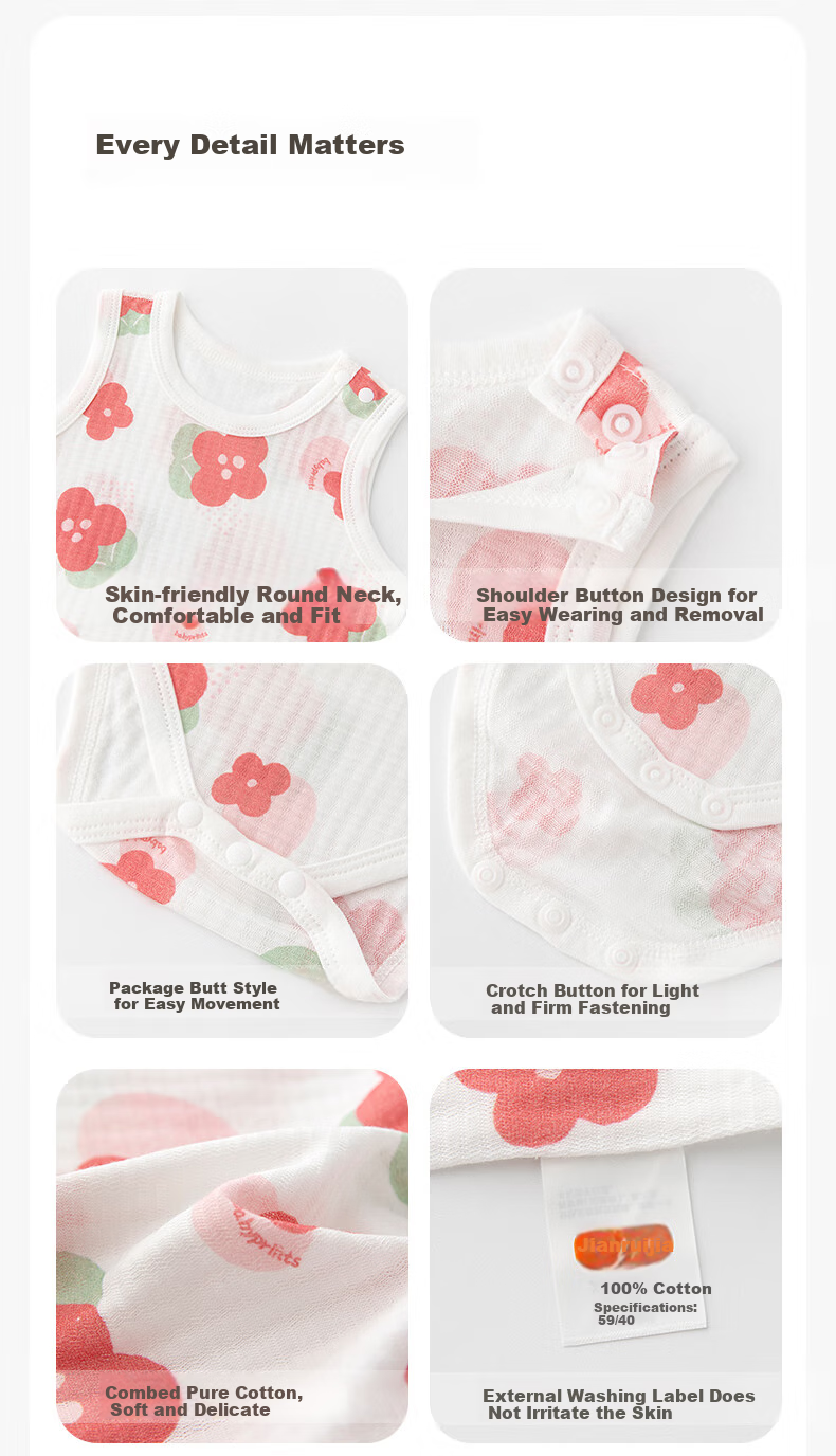 Babyprints Baby Romper, Summer Pure Cotton Sleeveless Bodysuit, Infant Thin Triangle Onesie, Soft Jumpsuit, Pink Floral Pattern, Size 73 6