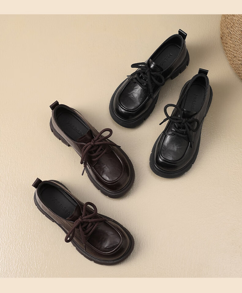 MULINSEN Women's Summer Versatile Block Heel Loafers Comfortable Commuter British Style Leather Shoes Brown Size 36 18