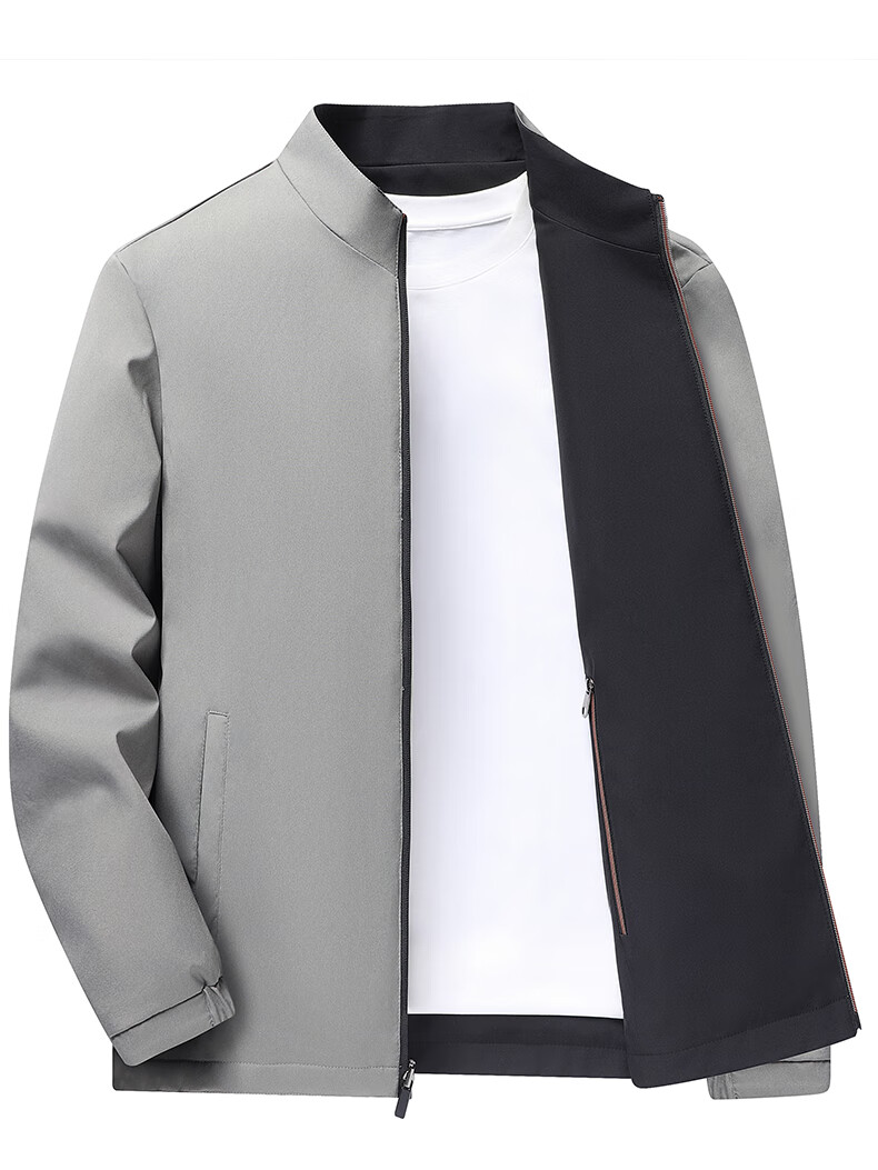 FIRS Double-Sided Wrinkle-Resistant Jacket for Men, Spring And Autumn New Style Business Casual Stand-Collar Short Dad Workwear Coat 7
