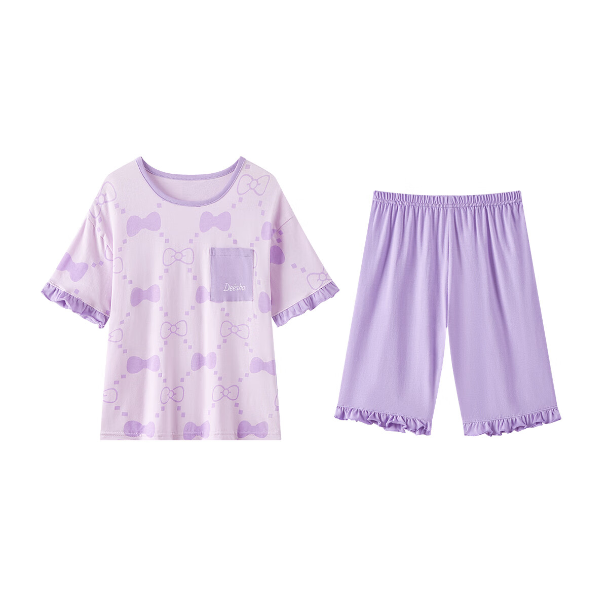 DEESHA [7A Antibacterial Cotton] Girls' Spring And Summer Short-Sleeve Shorts Pajama Set, Baby Two-Piece Sleepwear