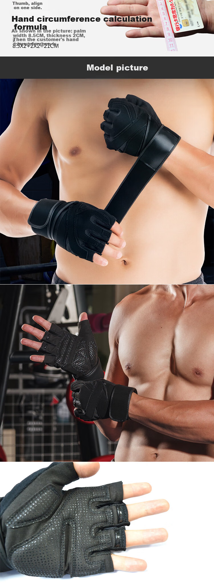 LAC Fitness Gloves, Men's And Women's Sports Equipment Dumbbell Training Half-Finger Gloves, Extended Wrist Protection for Gym Training, Non-Slip Cycling Gloves, Size M 3