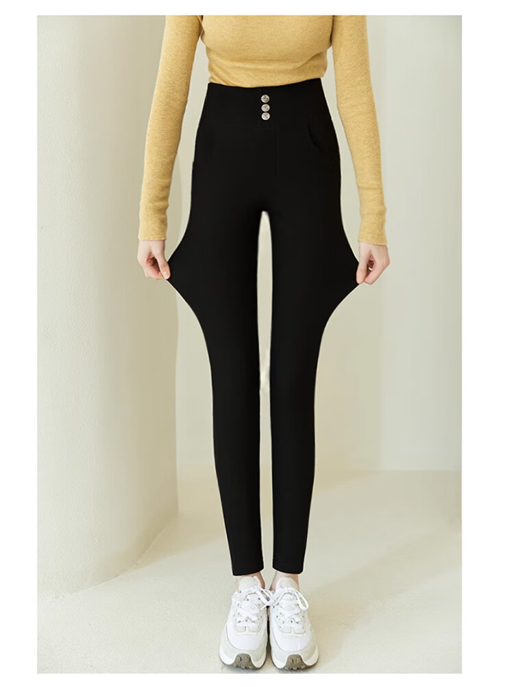 Langsha Women's Down Pants Thickened Winter Outerwear Northeast Goose Down Wool Warm Fleece Slim Black Cotton Pants 18