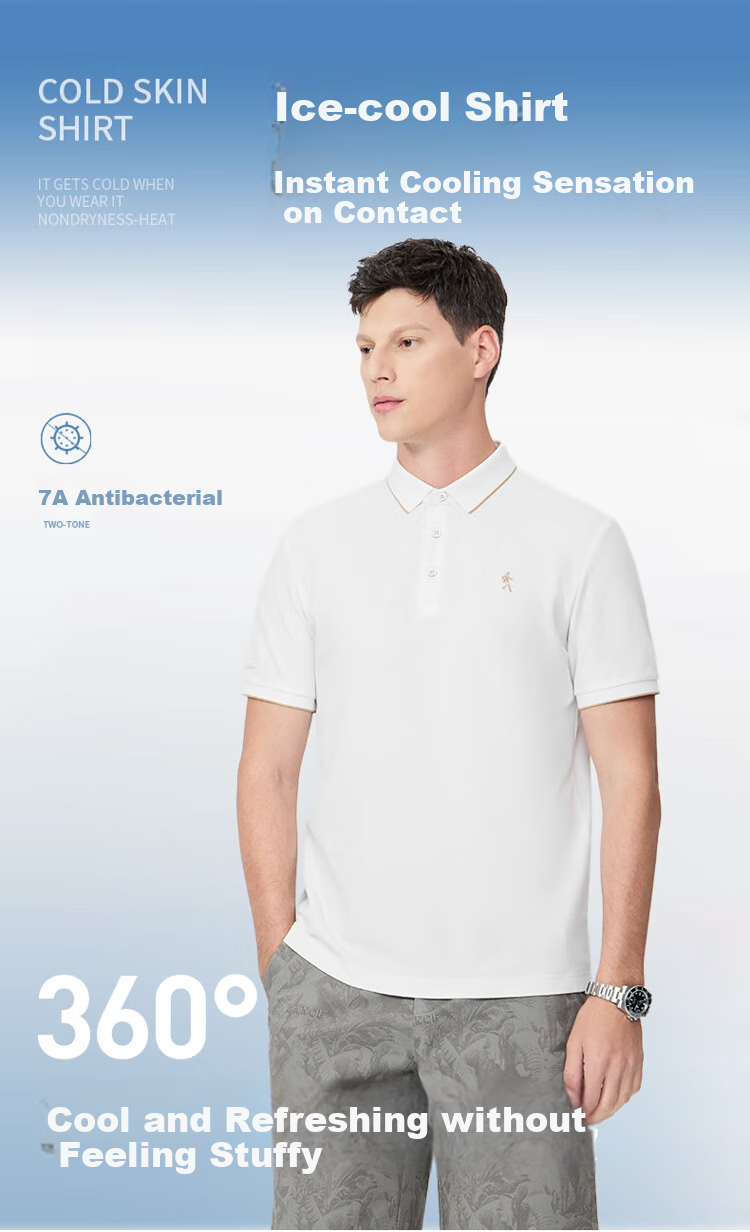 DANCING WOLVES [7A Antibacterial 2A Anti-Mite] Cool And Shape-Retaining Collar Breathable Men's Short Sleeve POLO, 102 Navy Blue, 2XL(185) 1