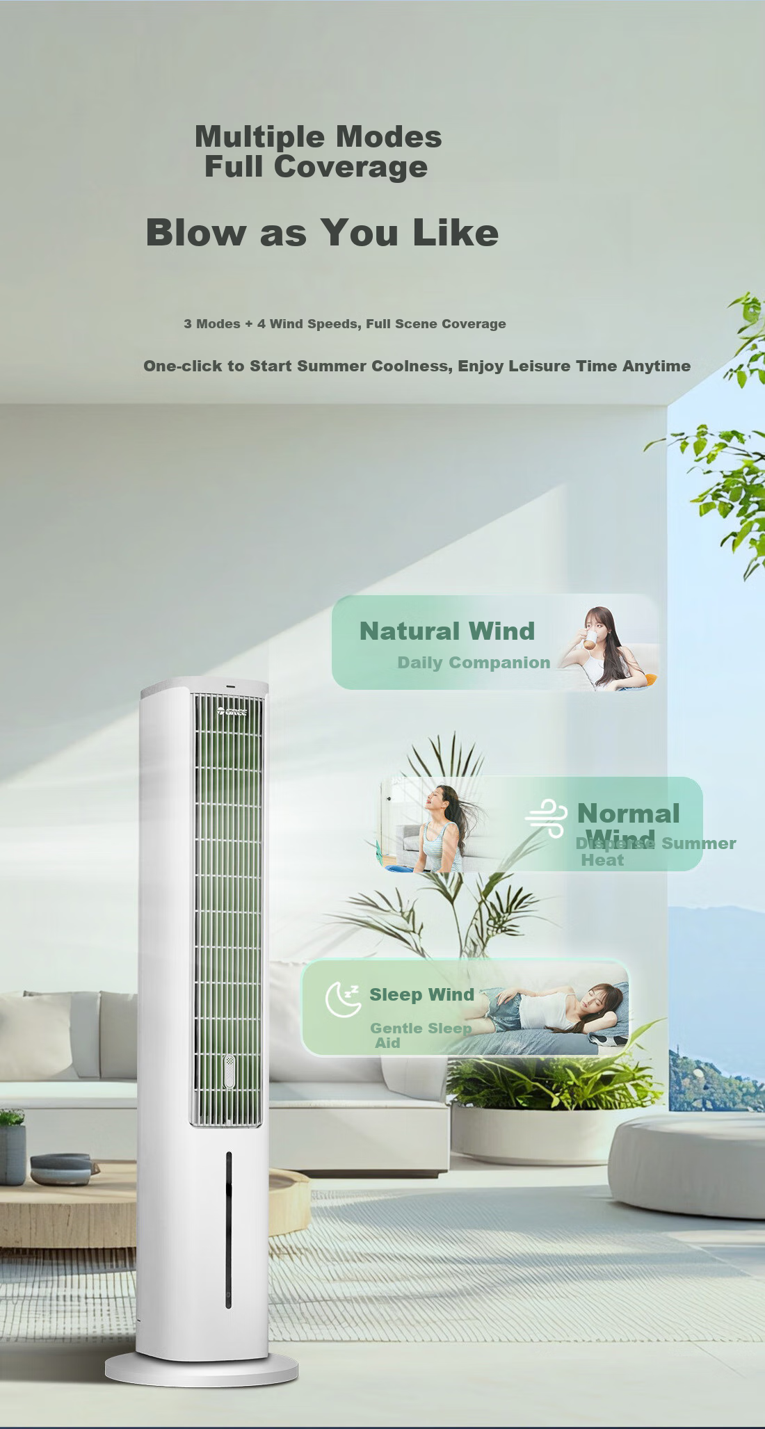 GREE [Aromatherapy Purification Wind] Home Air Conditioner Fan, Cooling Fan with Negative Ions, Quiet Floor-Standing Cool Air Machine, Water-Cooled Tower Fan, Cooling Mini Air Conditioner KS-05X60Dg 8