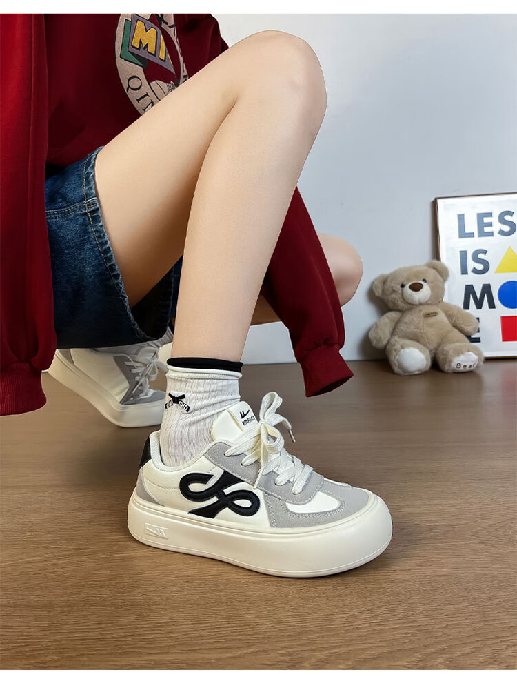 Warrior Women's Shoes, Spring And Autumn Versatile Lightweight Soft-Soled Sneakers, Daily Commute Casual Shoes M461C Beige/gray/black 35 5