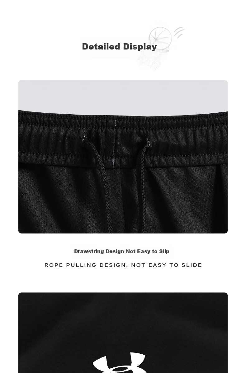 Under Armour Quick-Dry Sports Shorts, Running Training Basketball Shorts, Competition Uniforms, Breathable Comfortable Knee-Length Shorts 12