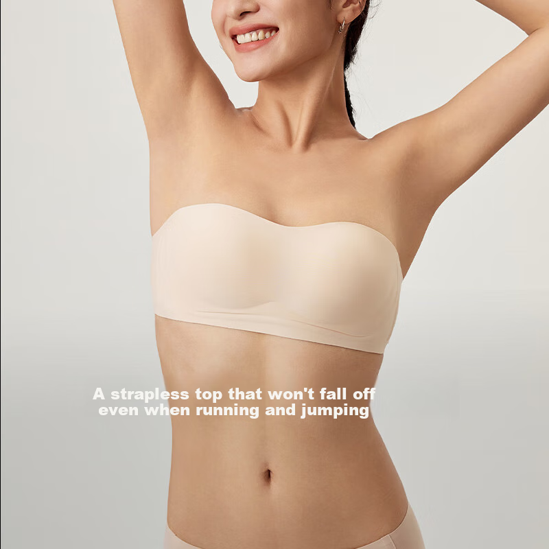 NEIWAI Orange Label Zero-Worry Strapless Anti-Slip Wireless Fixed Cup Bra, Women's Breathable Underwear with Detachable Straps
