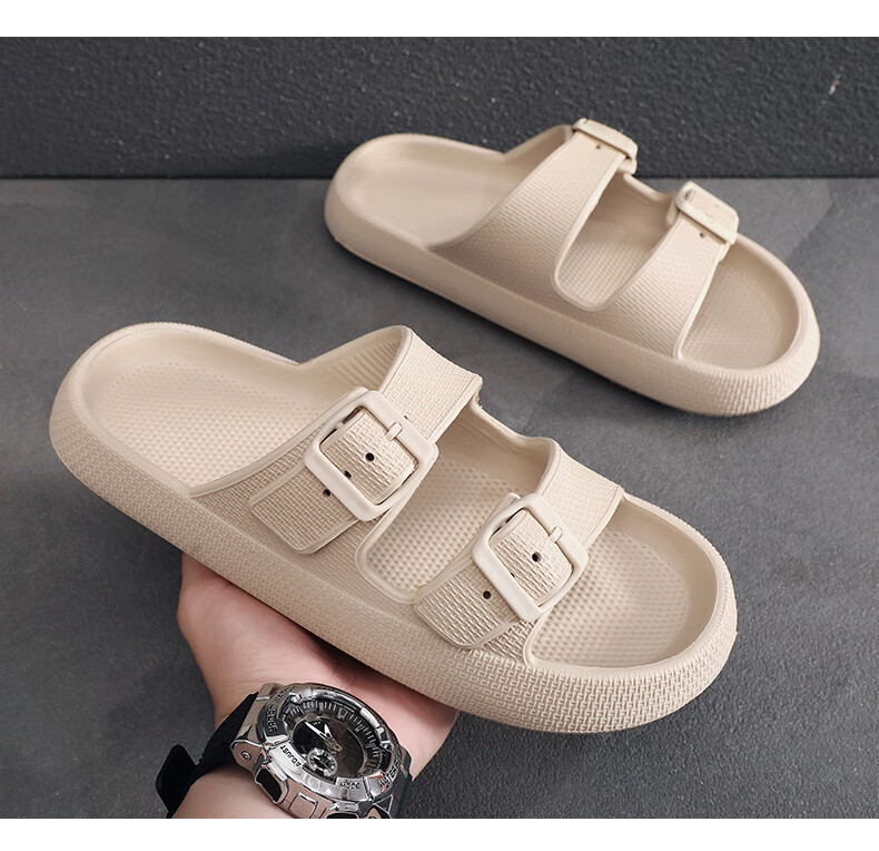 GUOLUOFEI Summer Men's Outdoor Thick Sole Slip-On Anti-Slip Beach Sandals Black Size 42-43 10