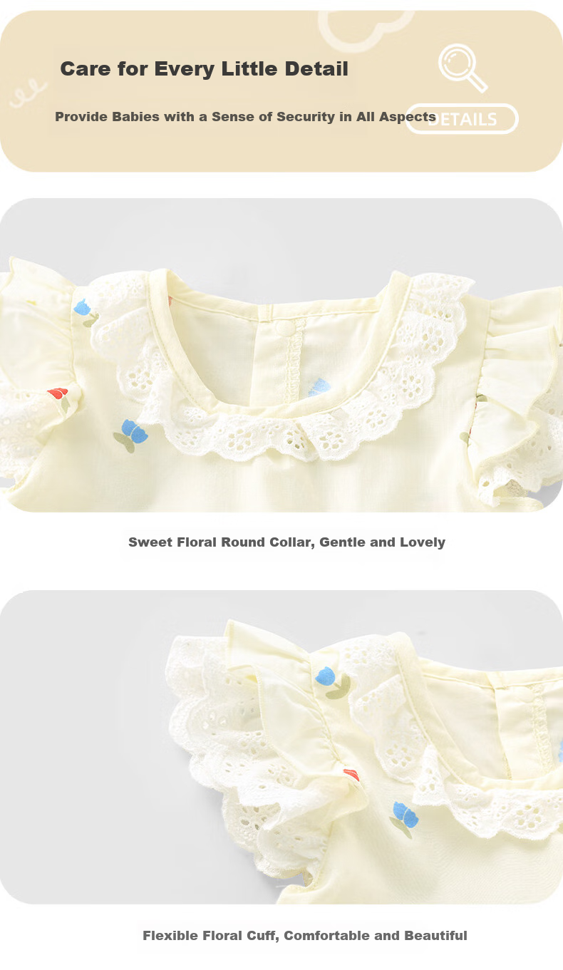 Youqi Baby Girl Summer Dress with Flutter Sleeves, Lightweight Floral Print Dress for Girls to Wear Outdoors 7