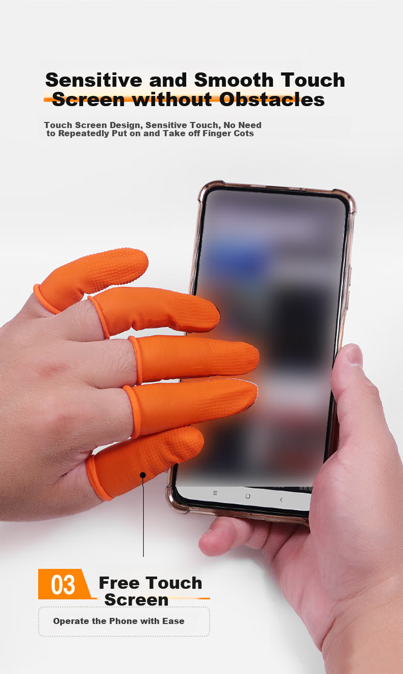 Caiyile Latex Non-Slip Finger Covers, Orange, Size L/big (100 Pieces), 08297 8
