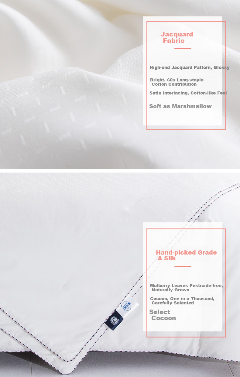 M·JBABY 60S Long-Staple Cotton Sateen, Class A, 100% Lustrous Double Cocoon Pure Mulberry Silk All-Season Comforter, 1.2m Bed 11