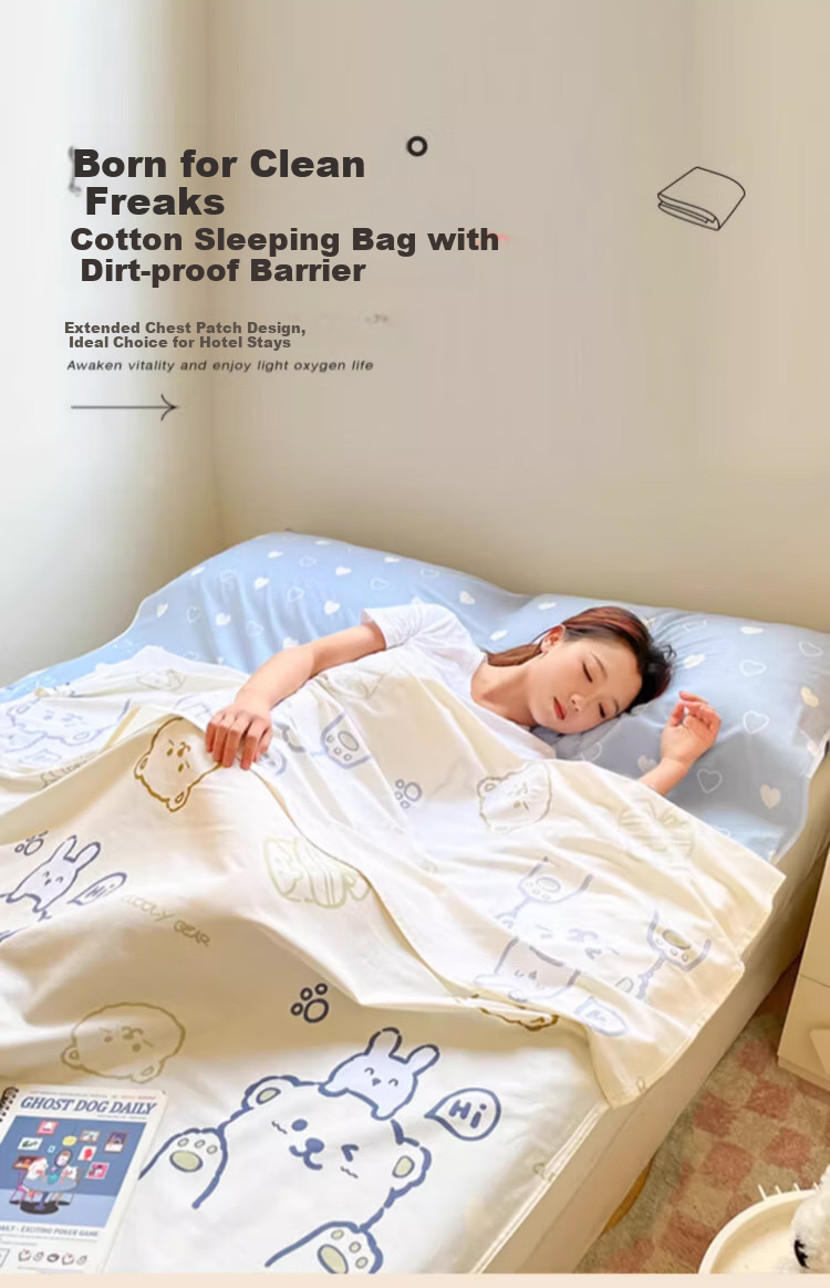 Wuyinliangpin 100% Pure Cotton Class A Hotel Hygiene Bedding Set with Pillowcases And Duvet Cover for Business Trips And Travel, Double Sleeping Bag 180x210cm 1
