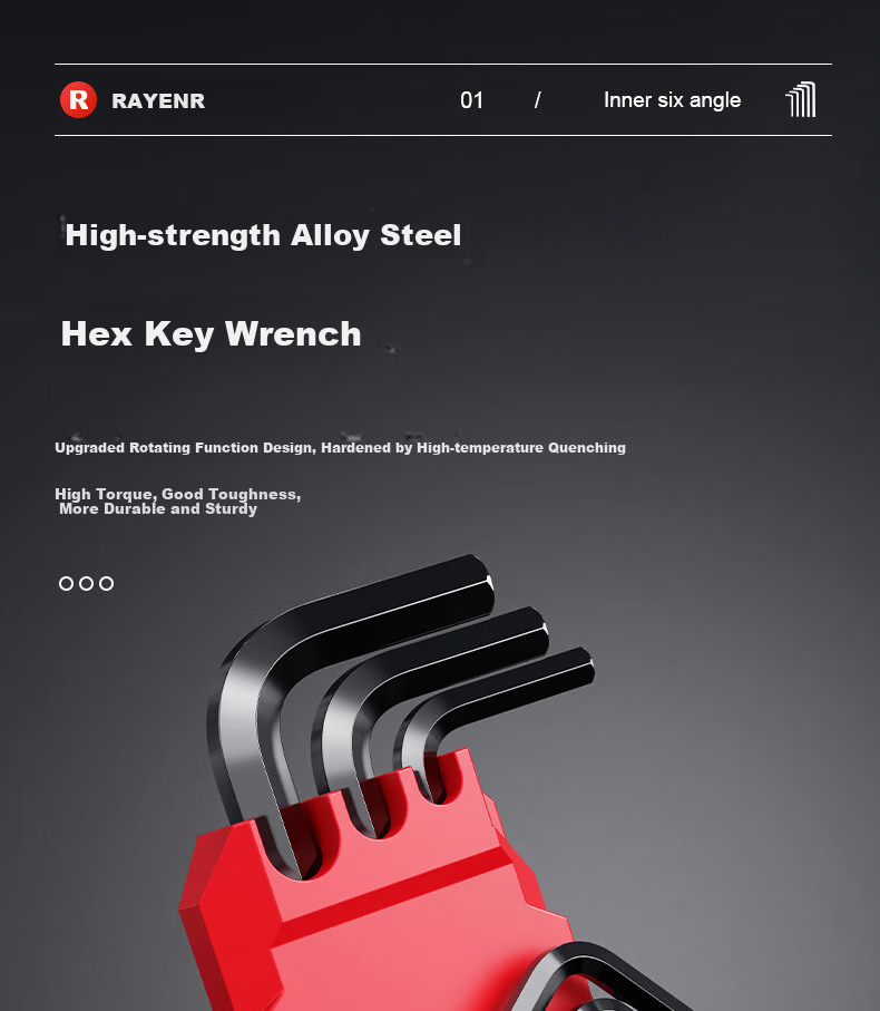 Ruineng Hex Key Set with Ball-End And Flat-Head Wrenches [Extended And Flat Dual-Use] 9-Piece Set 1