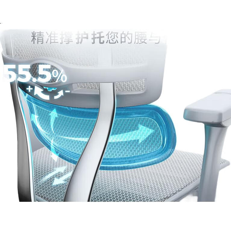 Эргономичное офисное кресло Ergonor E2, компьютерное кресло, серебристо-белое (облачная подушка)