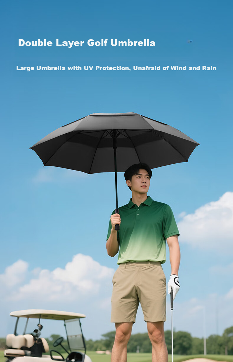 Riquanshi Long-Handle Umbrella, Large Size, Reinforced And Thickened, Durable, Windproof And Rainproof, Golf Umbrella, Straight Handle, Double-Person Black Umbrella for Me 1